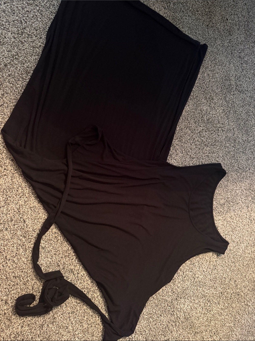 Black Sleeveless Tie-Waist Dress